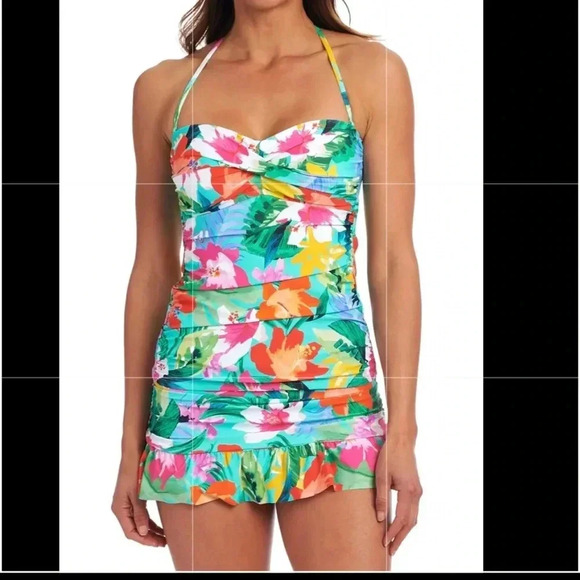 La Blanca Bird of Paradise Tankini and Ruffle Skirt  Size 12 - Picture 4 of 14